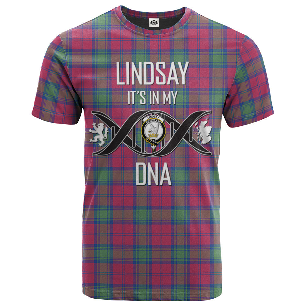 Printivon Lindsay Ancient Clan DNA In Me Tartan Crest T Shirt