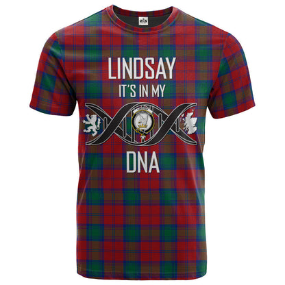 Printivon Lindsay Modern Clan DNA In Me Tartan Crest T Shirt