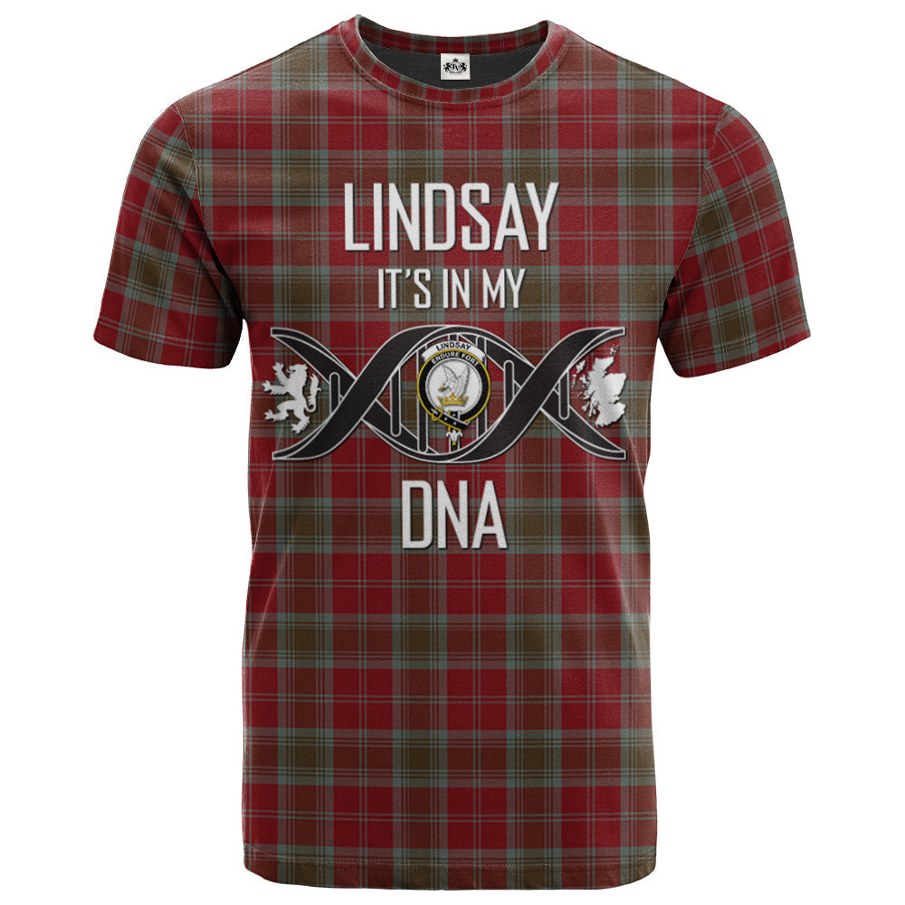 Printivon Lindsay Weathered Clan DNA In Me Tartan Crest T Shirt