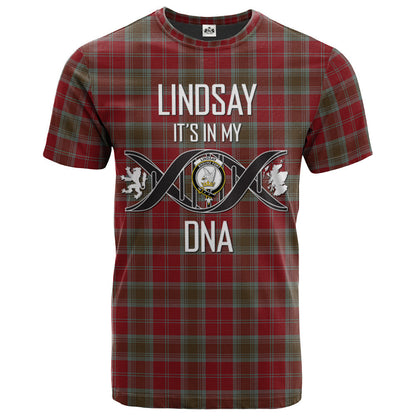 Printivon Lindsay Weathered Clan DNA In Me Tartan Crest T Shirt