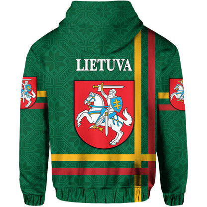 Lithuania Hoodie Coat Of Arms Lietuva Flag Style Green