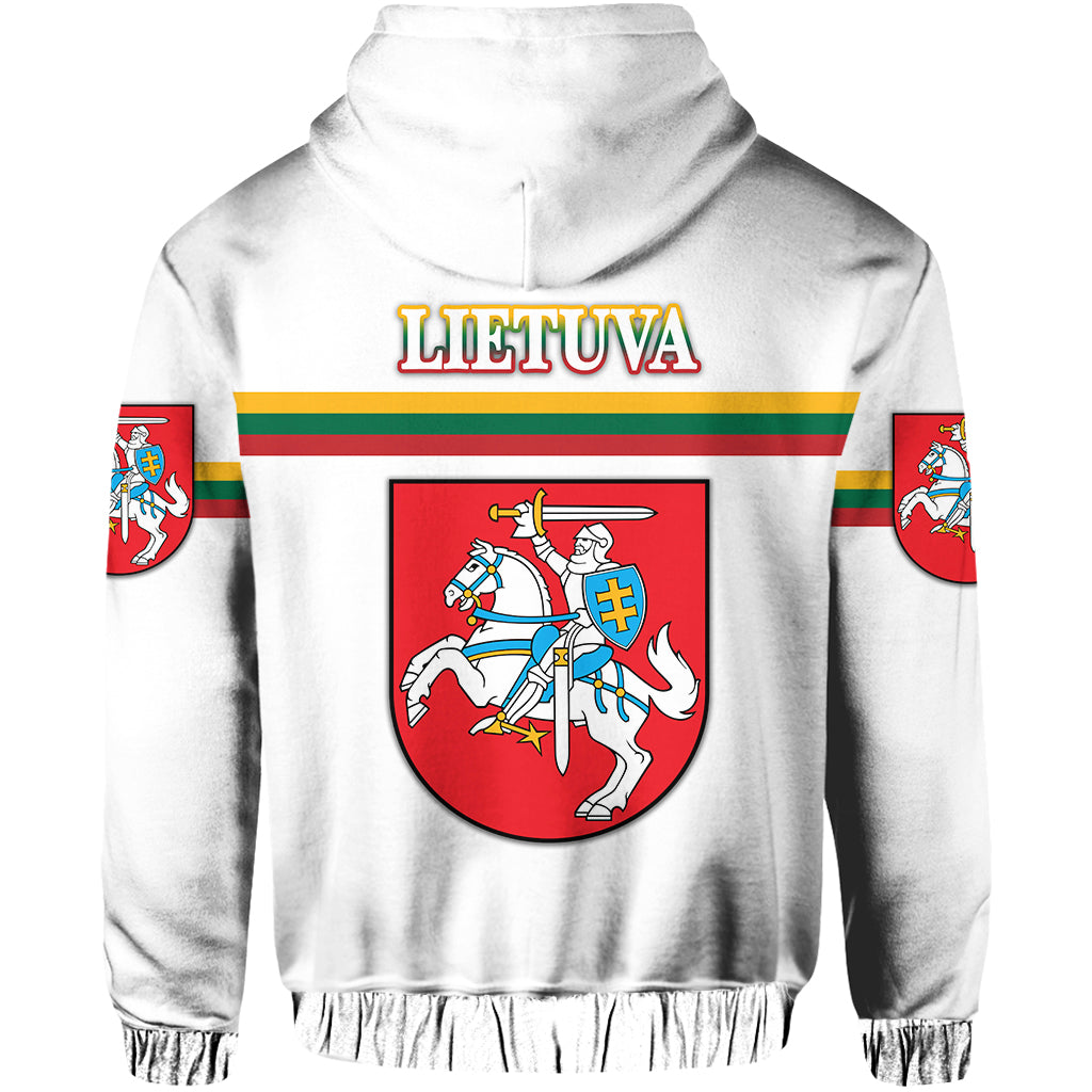 Lithuania Hoodie Coat Of Arms Lietuva Flag Style White