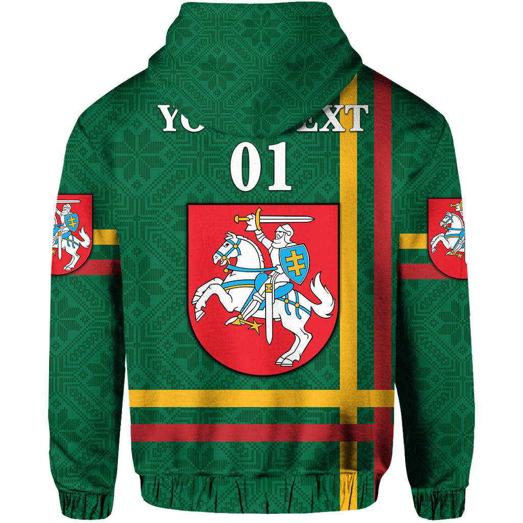 Custom Lithuania Zip Hoodie Coat Of Arms Lietuva Flag Style Green