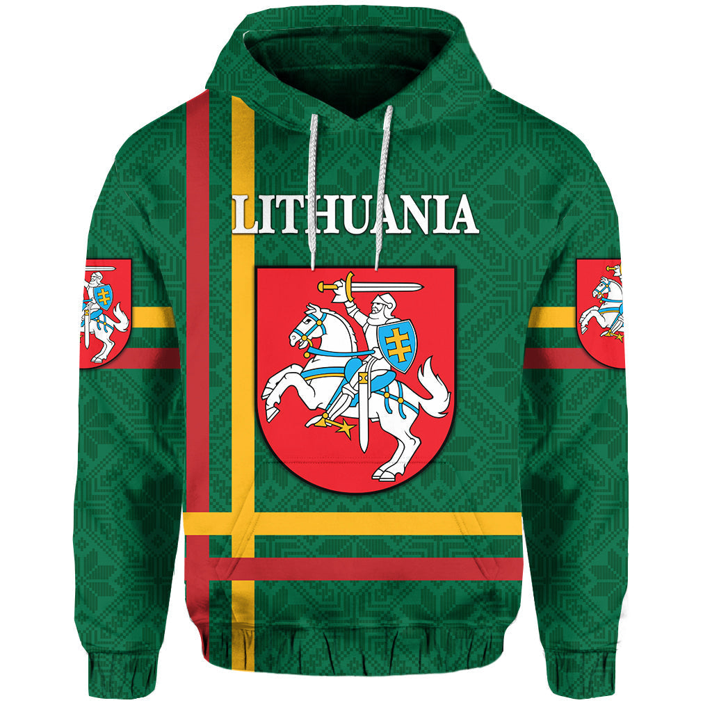 Lithuania Hoodie Coat Of Arms Lietuva Flag Style Green