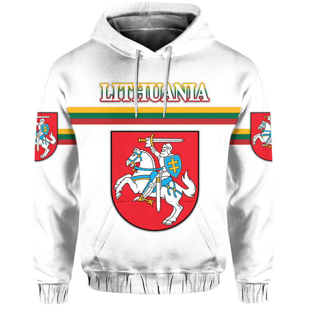 Lithuania Hoodie Coat Of Arms Lietuva Flag Style White