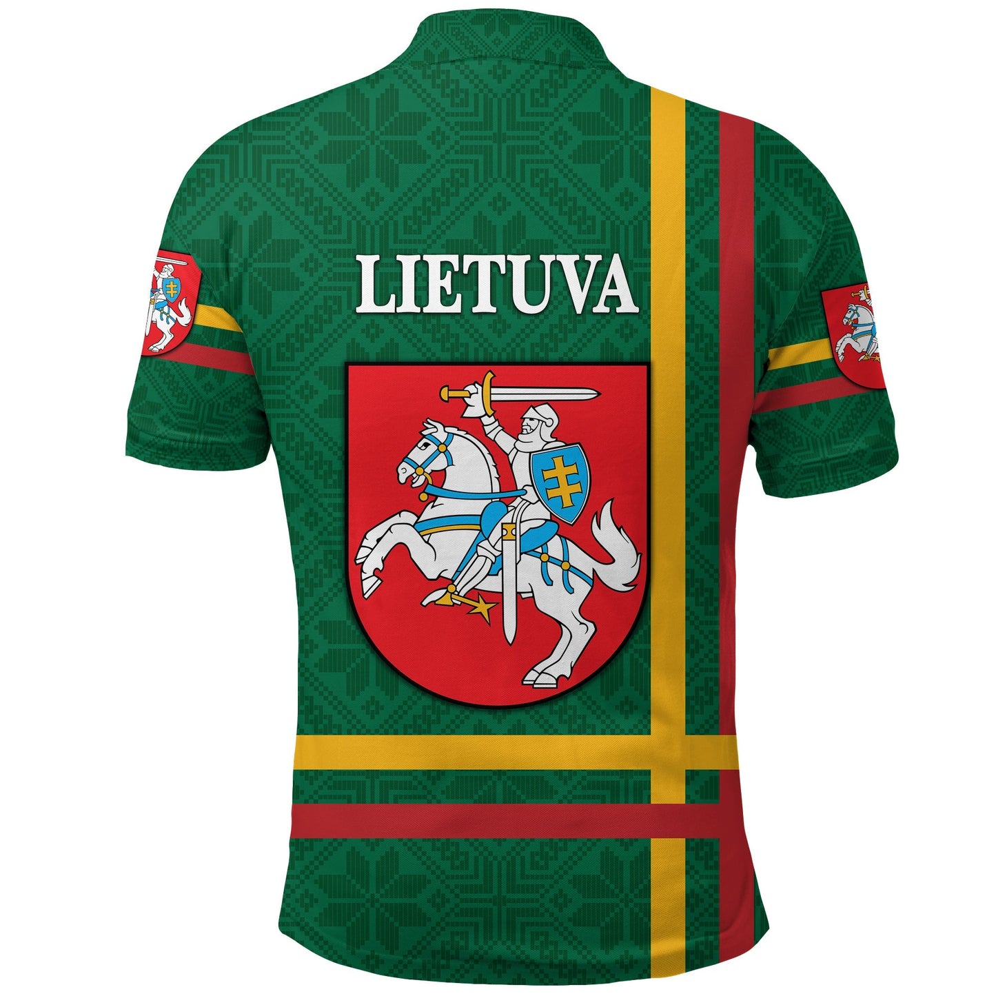 Lithuania Polo Shirt Coat Of Arms Lietuva Flag Style Green