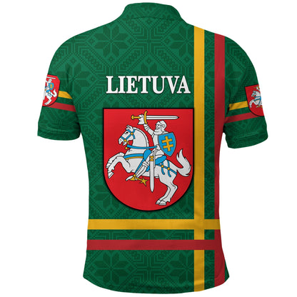 Lithuania Polo Shirt Coat Of Arms Lietuva Flag Style Green