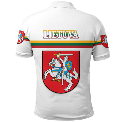 Lithuania Polo Shirt Coat Of Arms Lietuva Flag Style White