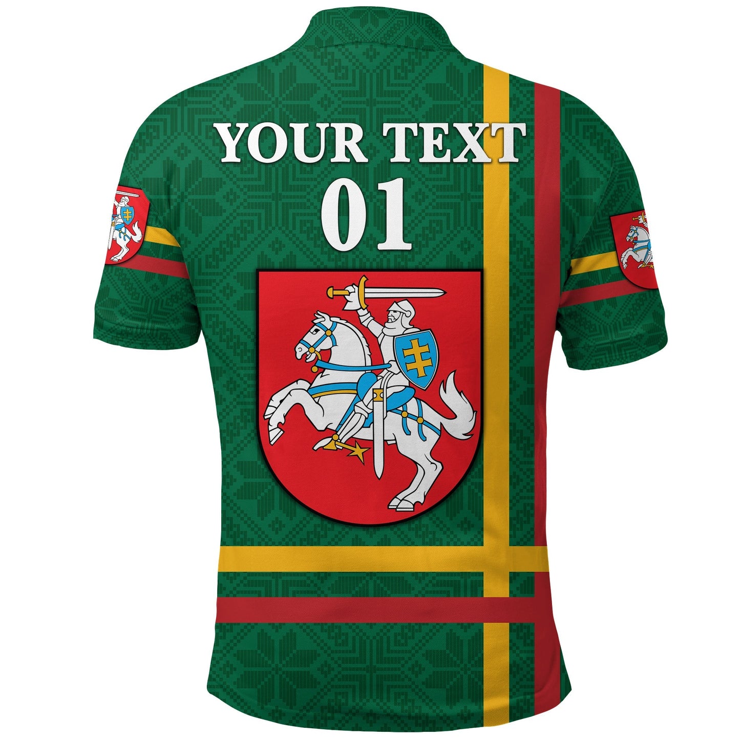 Custom Lithuania Polo Shirt Coat Of Arms Lietuva Flag Style Green