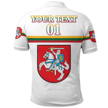 Custom Lithuania Polo Shirt Coat Of Arms Lietuva Flag Style White