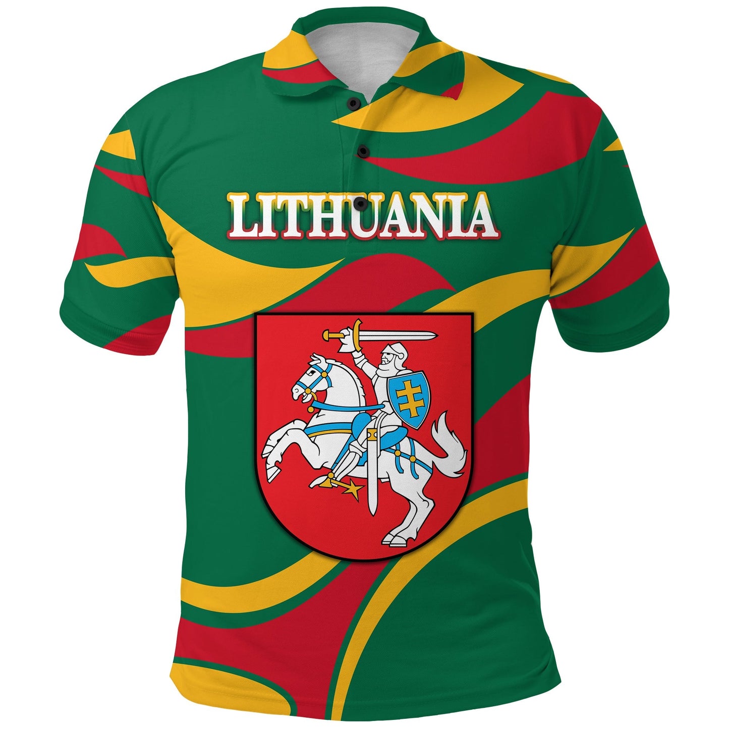 Lithuania Polo Shirt Coat Of Arms Lietuva Sporty Style