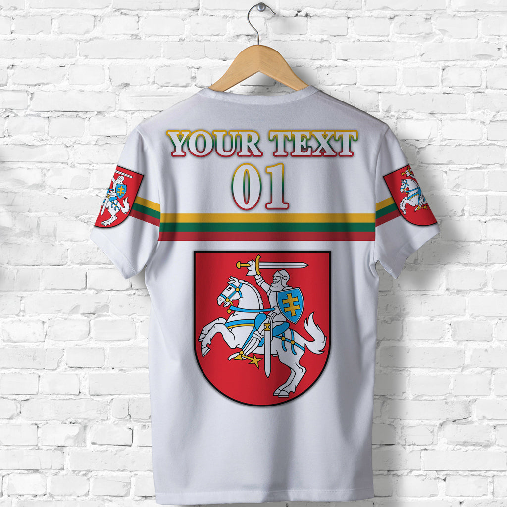 Custom Lithuania T Shirt Coat Of Arms Lietuva Flag Style White