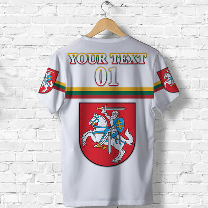 Custom Lithuania T Shirt Coat Of Arms Lietuva Flag Style White