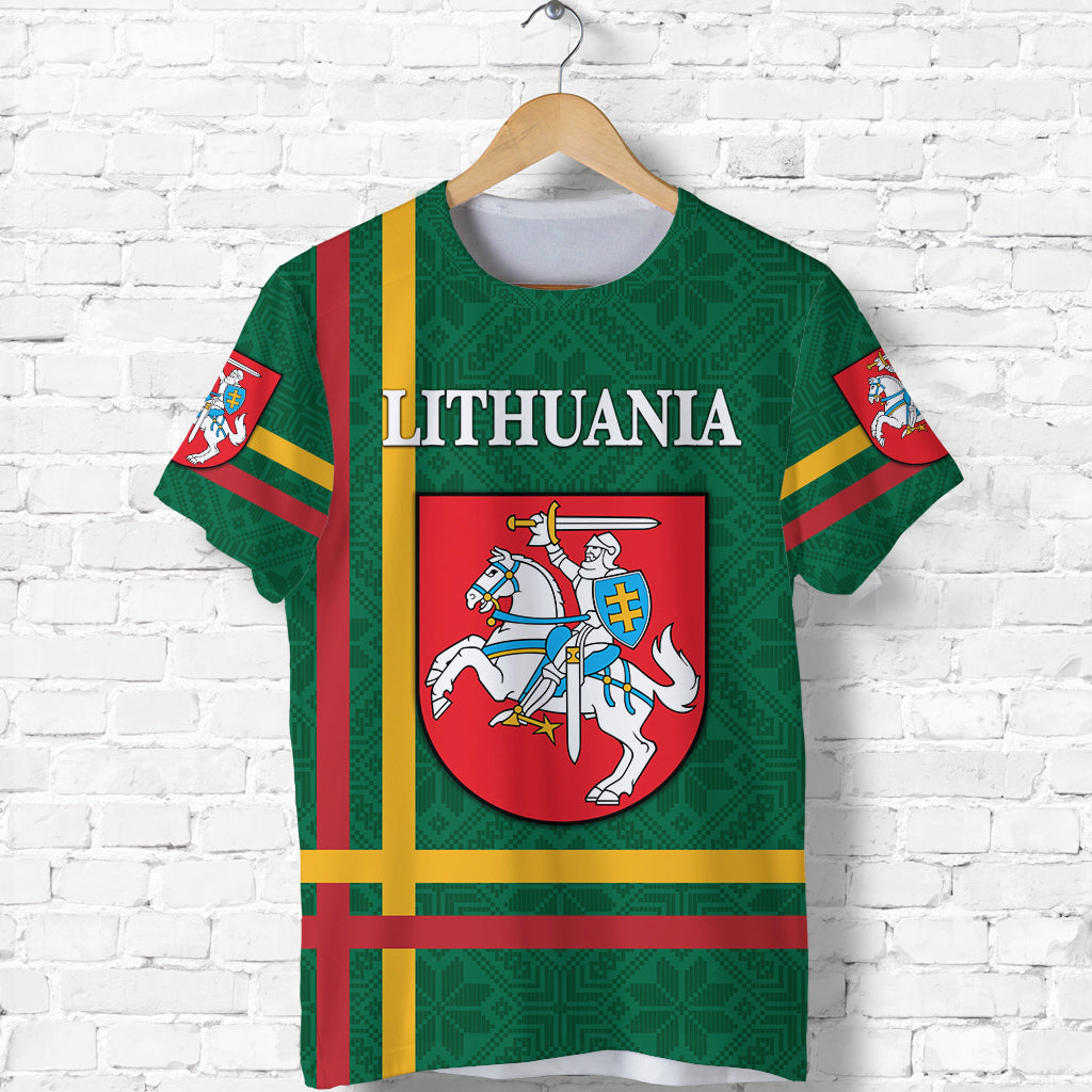 Lithuania T Shirt Coat Of Arms Lietuva Flag Style Green