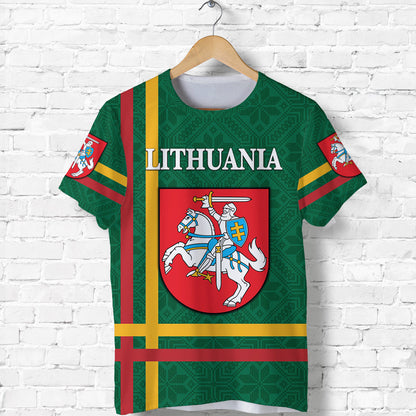 Lithuania T Shirt Coat Of Arms Lietuva Flag Style Green