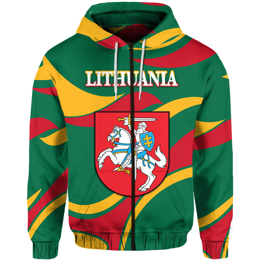 Custom Lithuania Zip Hoodie Coat Of Arms Lietuva Sporty Style
