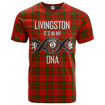 Printivon Livingston (MacLea) Modern Clan DNA In Me Tartan Crest T Shirt
