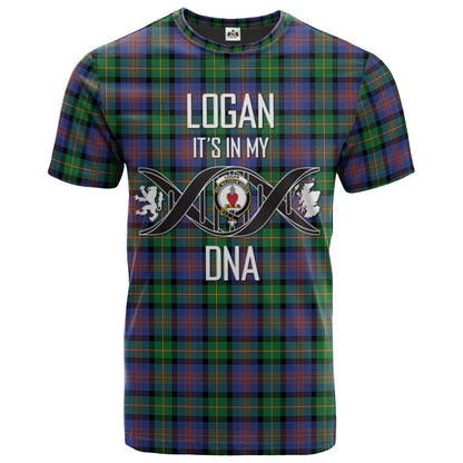 Printivon Logan Ancient Clan DNA In Me Tartan Crest T Shirt