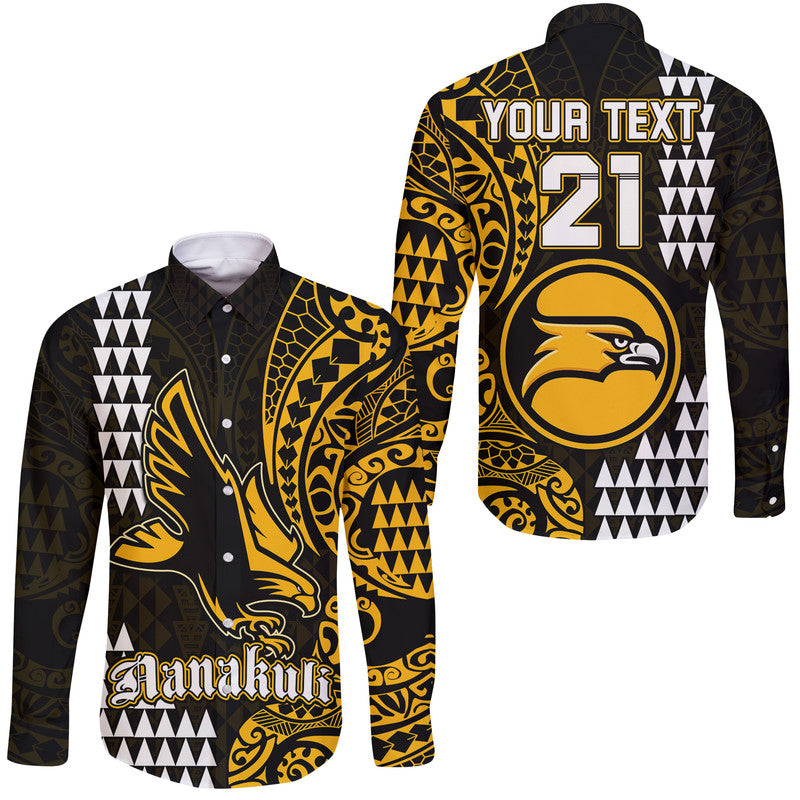 (Custom Personalised) Hawaii Nanakuli High School Hawaii Long Sleeve Button Shirt Tribal Kakau