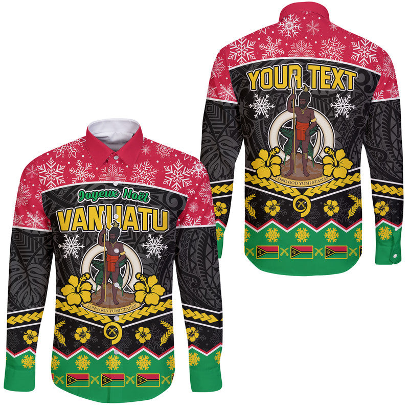 (Custom Personalised) Vanuatu Tribal Polynesian Christmas Vibe Hawaii Long Sleeve Button Shirt