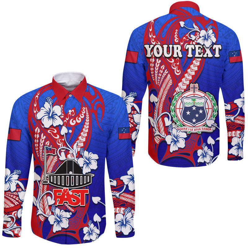 (Custom Personalised) Special Samoa FAST Party Hawaii Long Sleeve Button Shirt Tribal Samoan Hibiscus Design