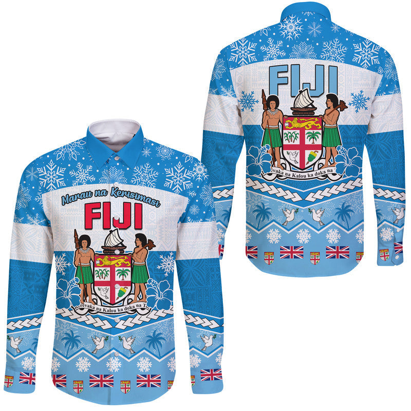 Fiji Masi Tapa Christmas Vibe Hawaii Long Sleeve Button Shirt