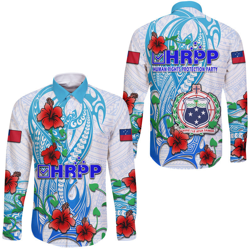Special Samoa HRPP Party Hawaii Long Sleeve Button Shirt Tribal Samoan Hibiscus Design
