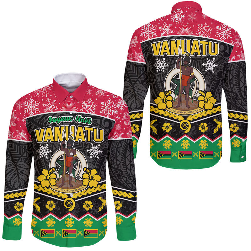 Vanuatu Tribal Polynesian Christmas Vibe Hawaii Long Sleeve Button Shirt