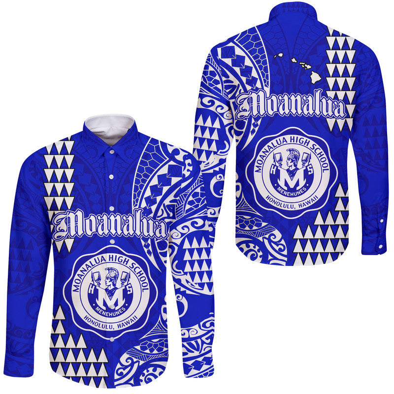 Hawaii Moanalua High School Hawaii Long Sleeve Button Shirt Tribal Kakau