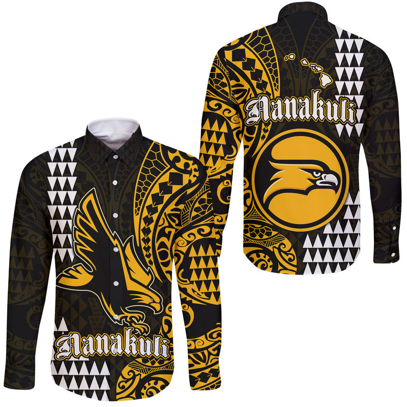Hawaii Nanakuli High School Hawaii Long Sleeve Button Shirt Tribal Kakau