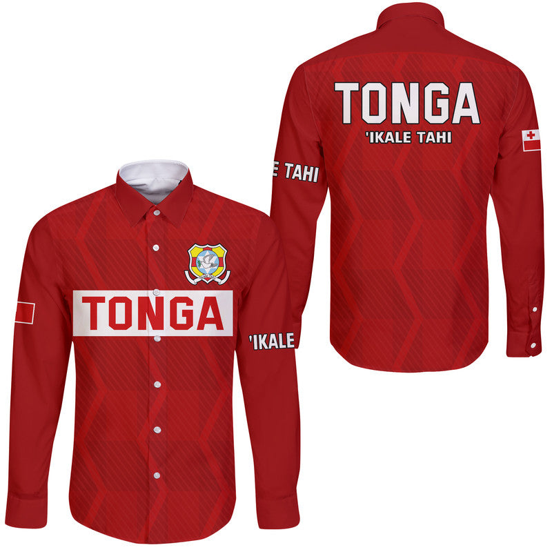 Tonga Rugby Sevens Hawaii Long Sleeve Button Shirt Sporty Style