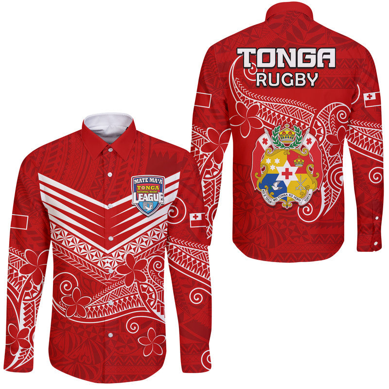 Tonga Mate Ma'a Rugby Kupesi Hawaii Long Sleeve Button Shirt