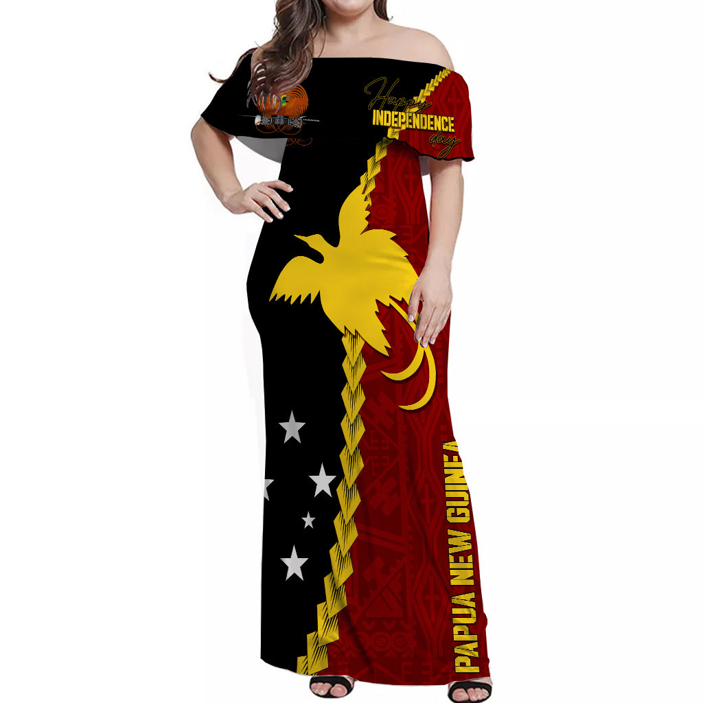 Papua New Guinea Off Shoulder Long Dress 47th Independence Anniversary Motu Revareva
