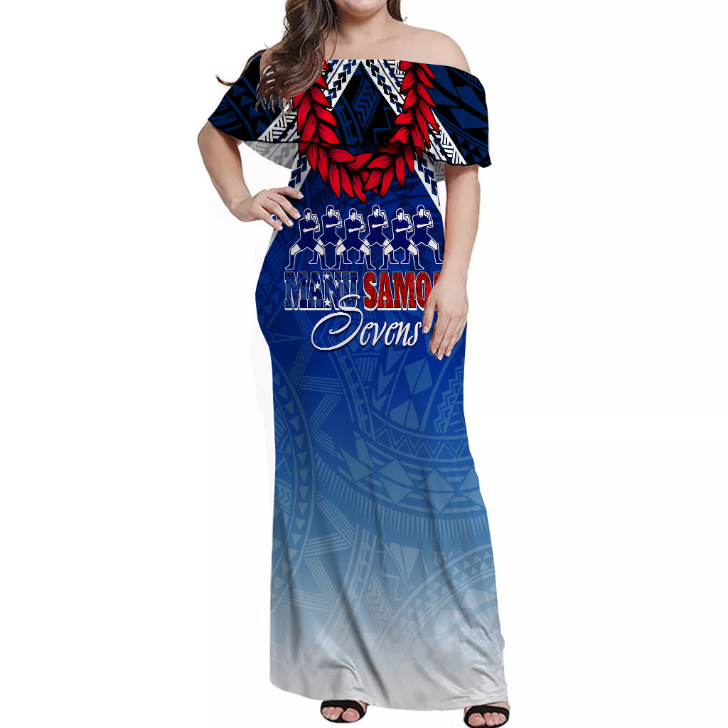 Samoa Sevens Off Shoulder Long Dress Manu Siva Tau With Ula Fala