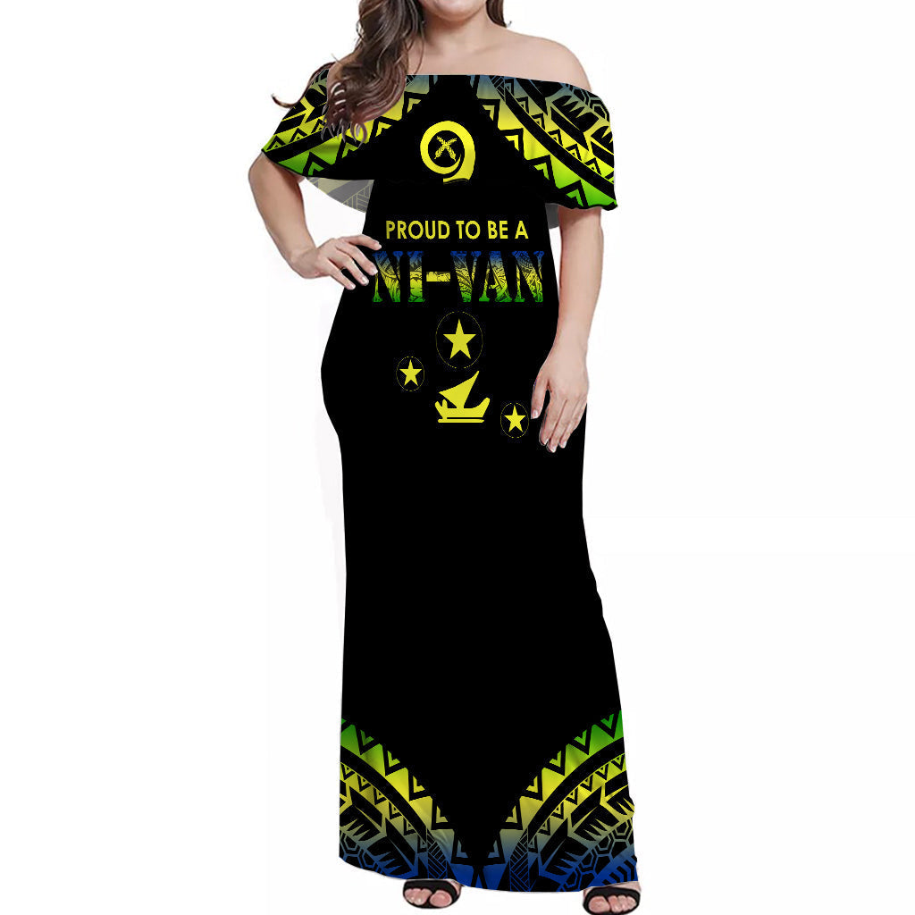 Vanuatu Proud To Be A Ni Van Polynesian Pattern Off Shoulder Long Dress Malampa Province