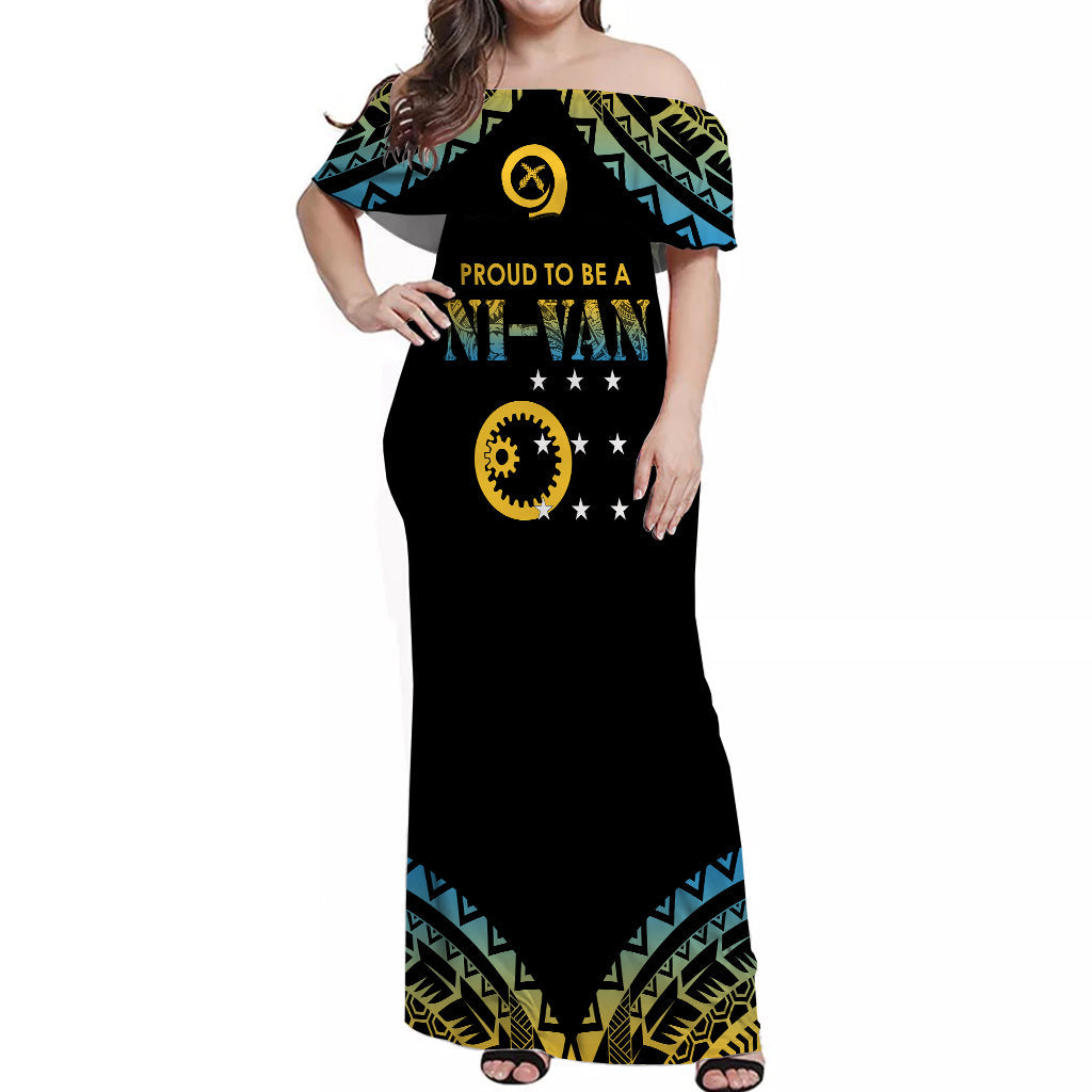 Vanuatu Proud To Be A Ni Van Polynesian Pattern Off Shoulder Long Dress Sanma Province