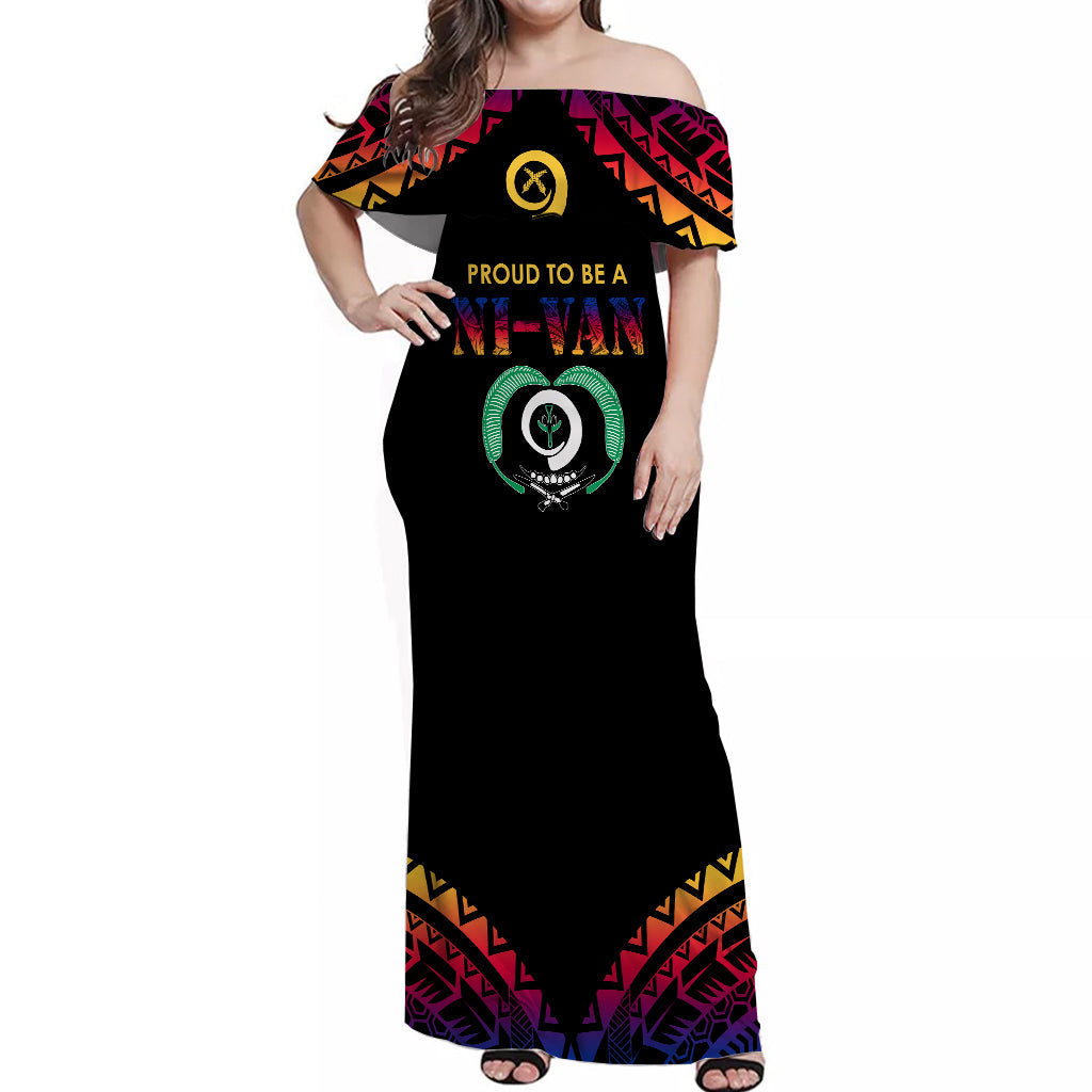 Vanuatu Proud To Be A Ni Van Polynesian Pattern Off Shoulder Long Dress Torba Province
