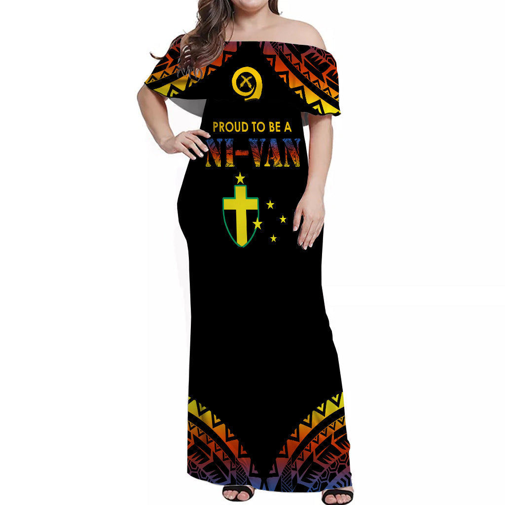 Vanuatu Proud To Be A Ni Van Polynesian Pattern Off Shoulder Long Dress Tafea Province