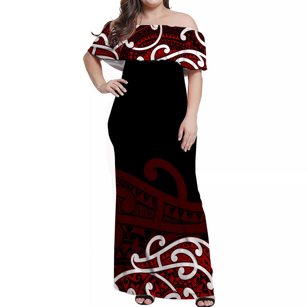 Maori Off Shoulder Long Dress Tino Moku Curves Special