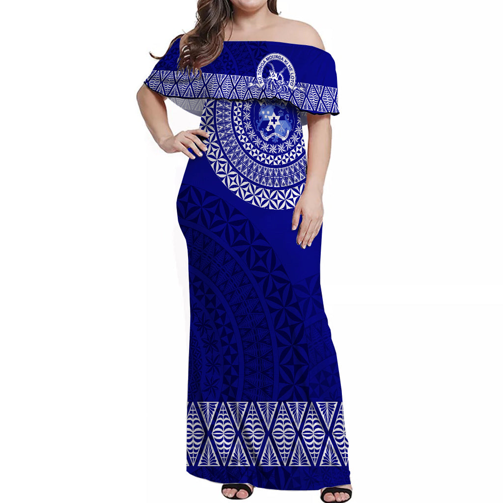 Queen Salote College Tonga Off Shoulder Long Dress Kupesi Style Ver03
