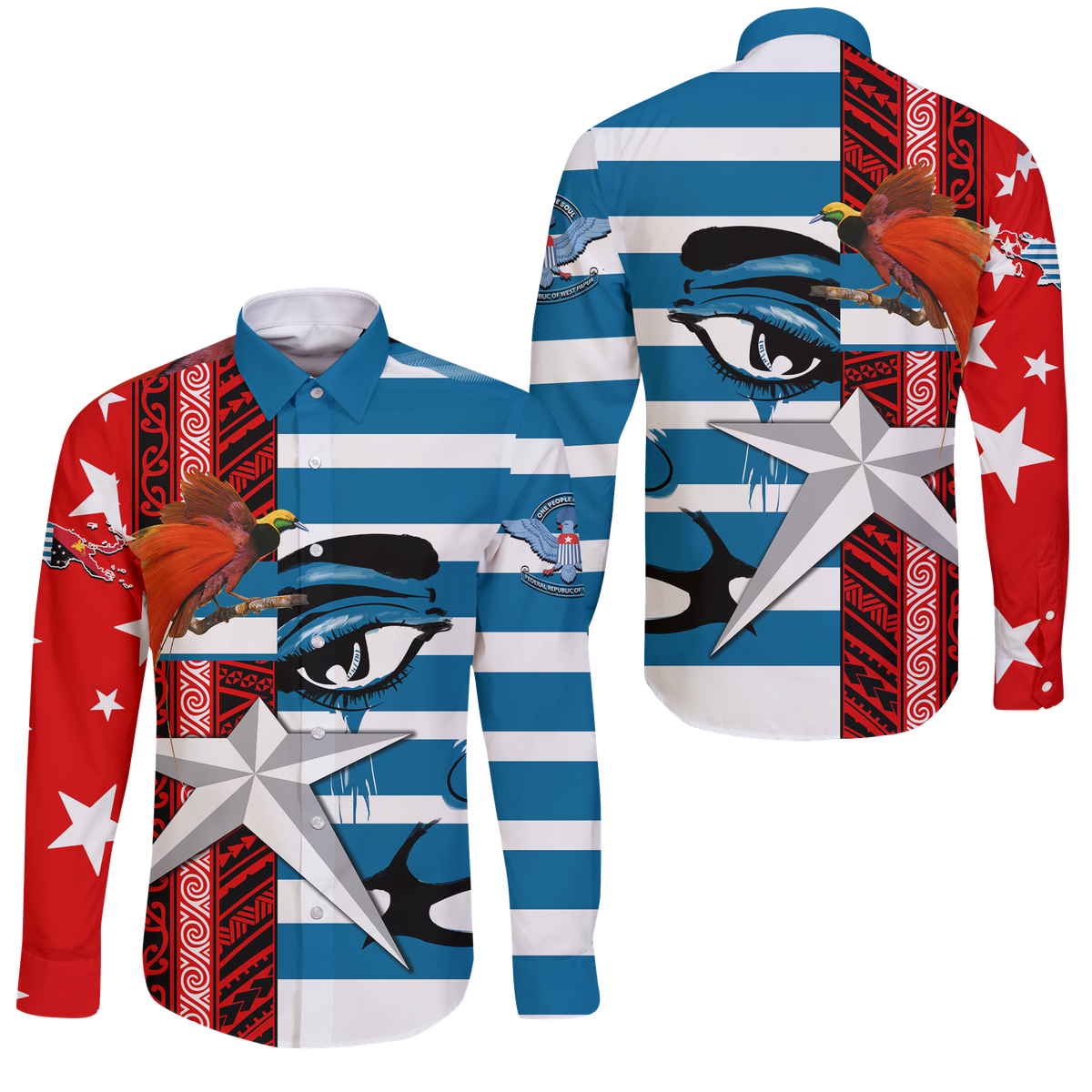 Free West Papua Birds Of Paradise Polynesia Long Sleeve Button Shirt