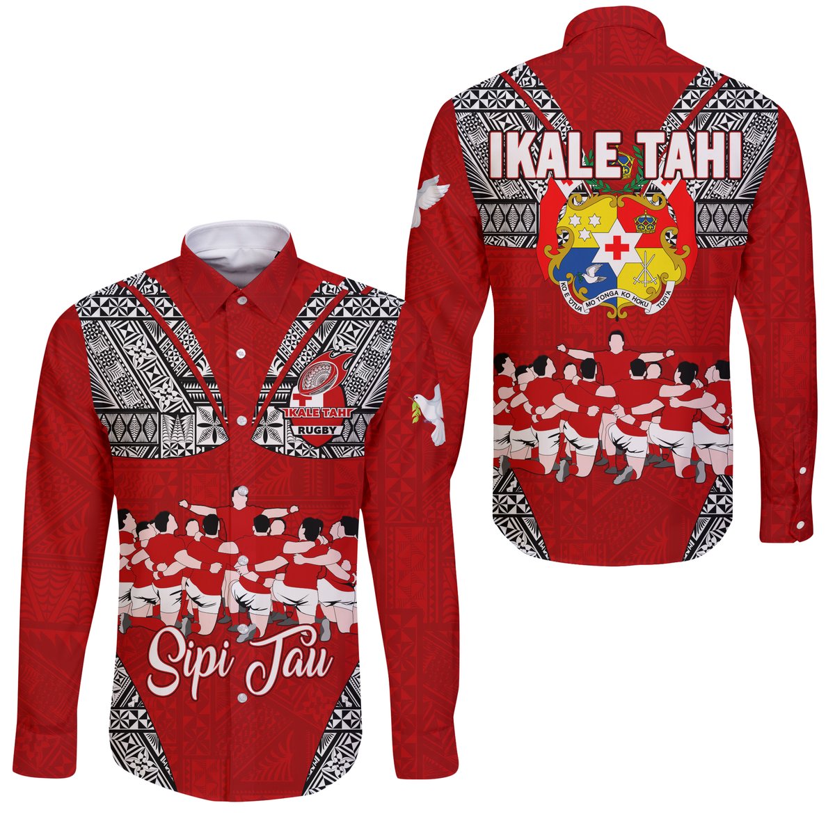 Tonga Rugby Ikale Tahi Sipi Tau Long Sleeve Button Shirt