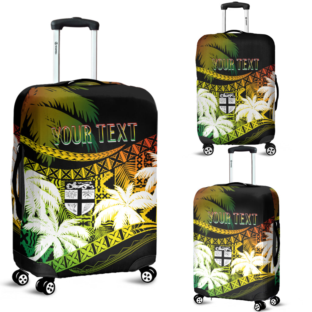 Personalised Fiji Day Luggage Cover Flying Fijians Masi Kesa Style Reggae