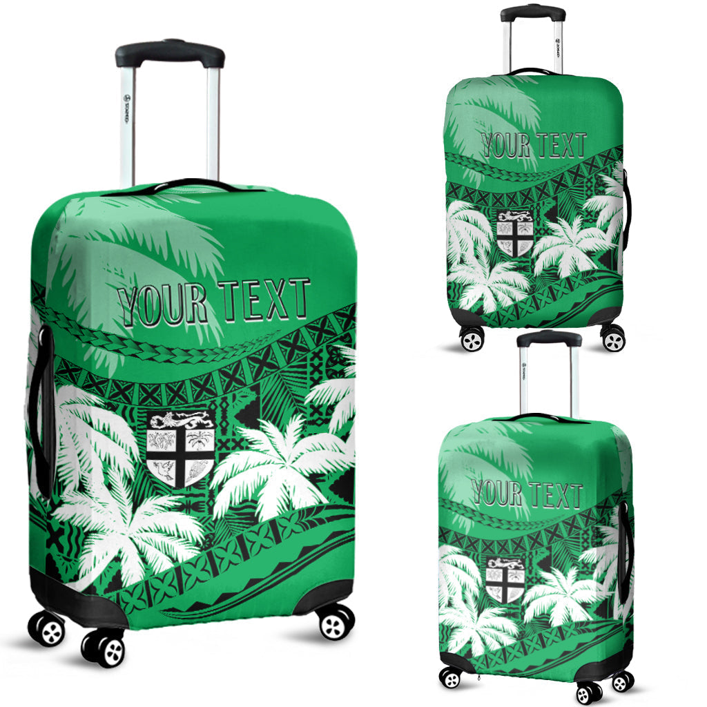 Personalised Fiji Day Luggage Cover Flying Fijians Masi Kesa Style Green