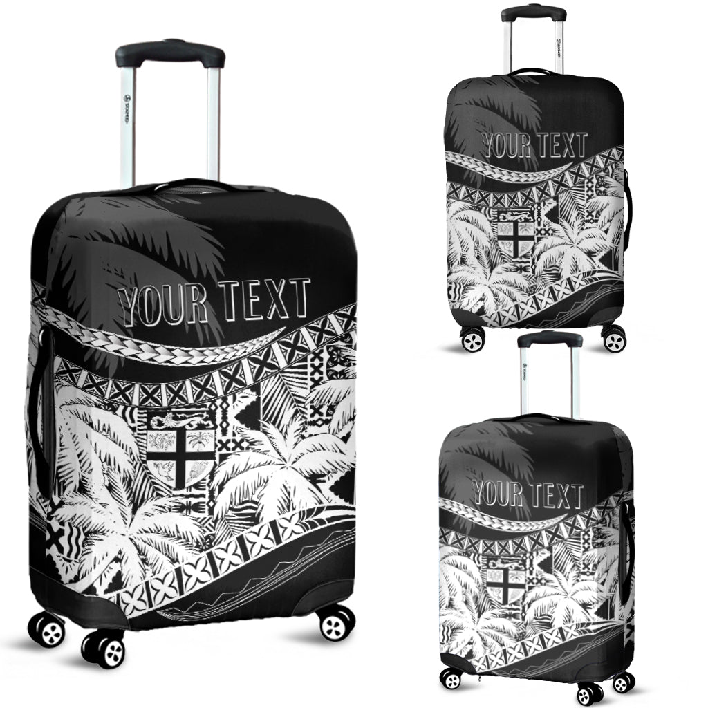 Personalised Fiji Day Luggage Cover Flying Fijians Masi Kesa Style Black