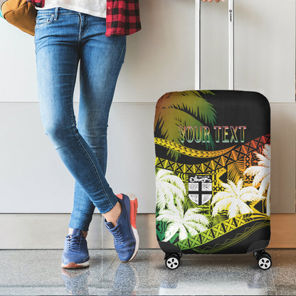 Personalised Fiji Day Luggage Cover Flying Fijians Masi Kesa Style Reggae