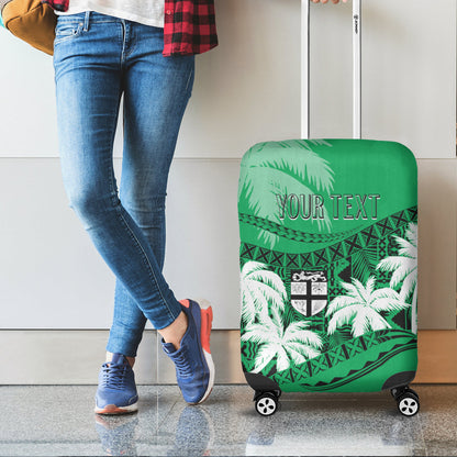 Personalised Fiji Day Luggage Cover Flying Fijians Masi Kesa Style Green