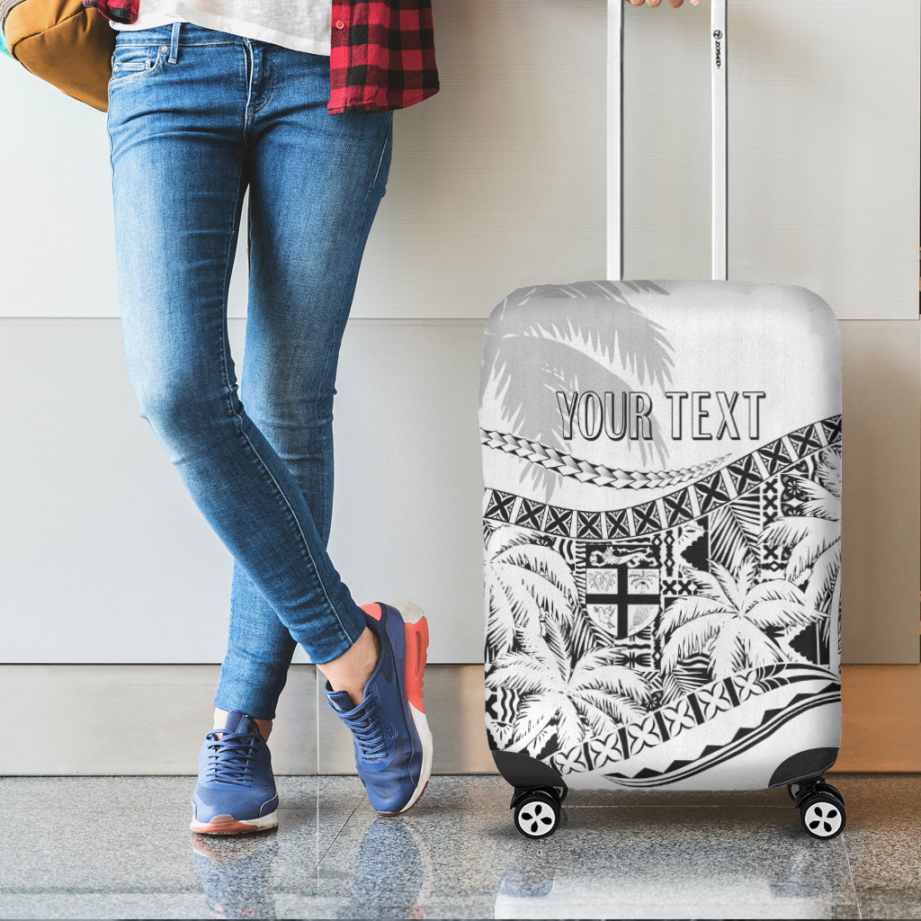 Personalised Fiji Day Luggage Cover Flying Fijians Masi Kesa Style White