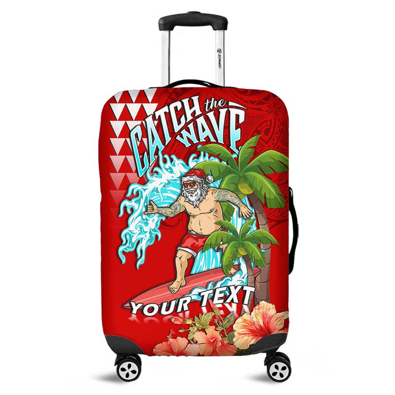 (Custom Personalised) Hawaii Mele Kalikimaka Luggage Cover Santa Claus Surfing Xmas Time