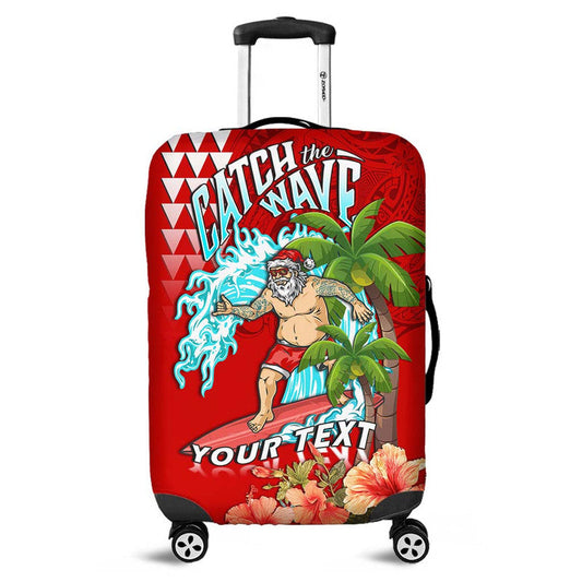 (Custom Personalised) Hawaii Mele Kalikimaka Luggage Cover Santa Claus Surfing Xmas Time